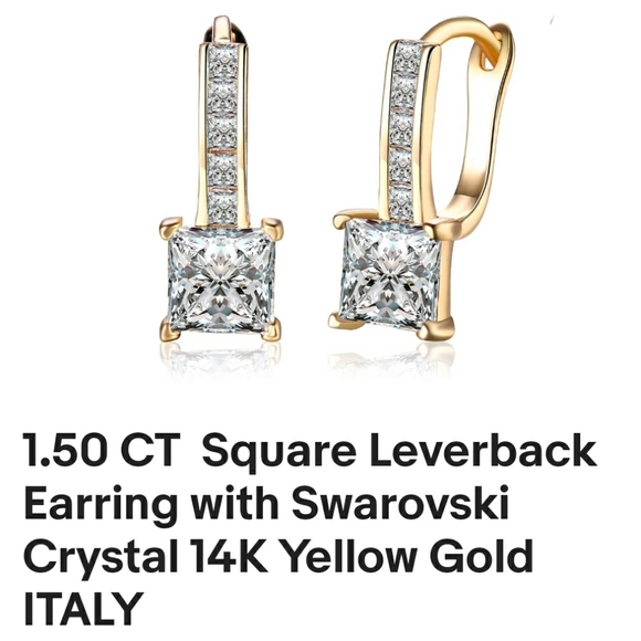 Sale 14kgp 1.5ct Swarovski Crystal Leverback earrings ✨️ ♥️ 😍 - Picture 2 of 5